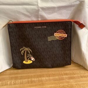 Michael Kors Jet Set Go Monogram Zippered Clutch 7.5” X 8.5”​​​​​​​